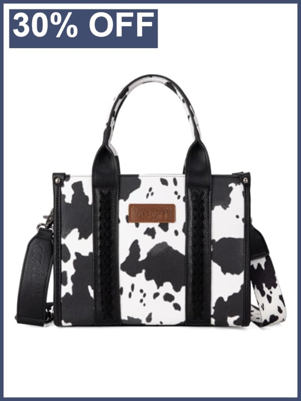 Western Cow Print Tote Bag Satchel Handbag with Guitar Strap